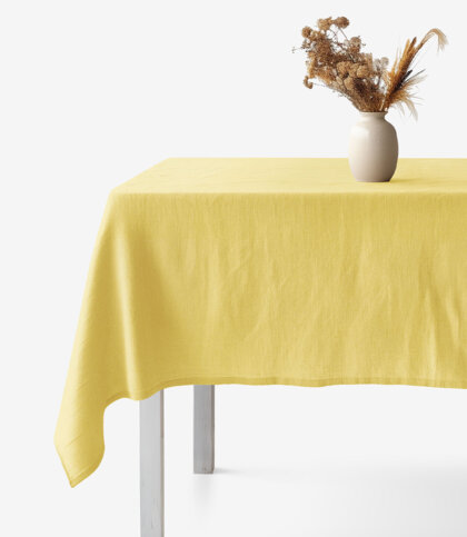 Quadratische Tischdecke aus Leinenmischung - gelb