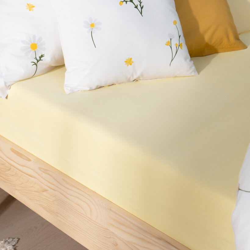 Bettlaken Jersey mit Gummiband  - Bananenfarbe