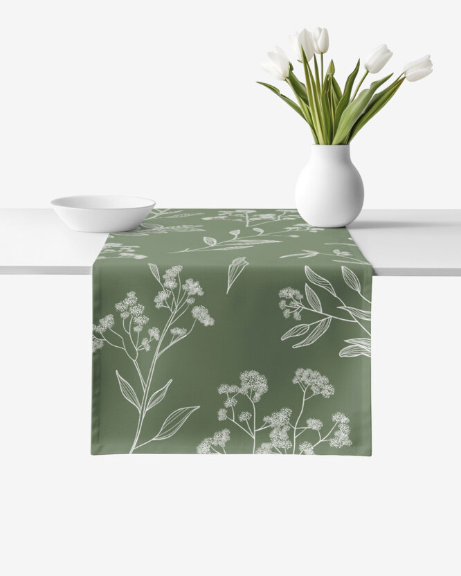 Tischläufer aus 100% Baumwolle - Kräuterblätter