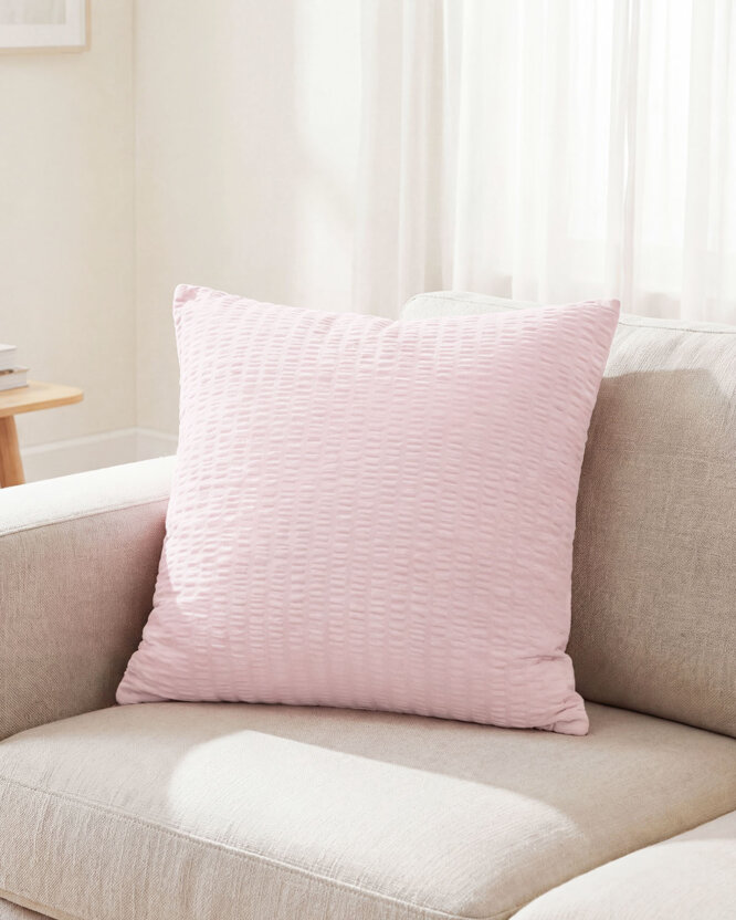 Seersucker-Kissenbezug - puderrosa