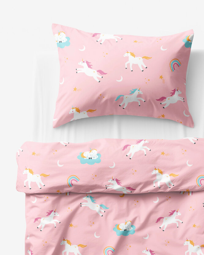 Kinder - Bettwäsche aus Baumwolle - Lustige Einhörner