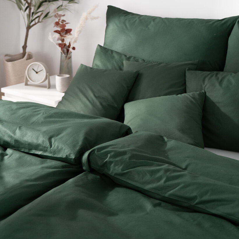 Bettwäsche aus Baumwolle - dunkelgrün