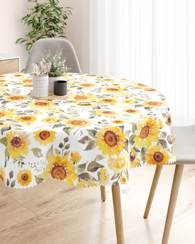 Runde Tischdecke Teflon - Sonnenblumen