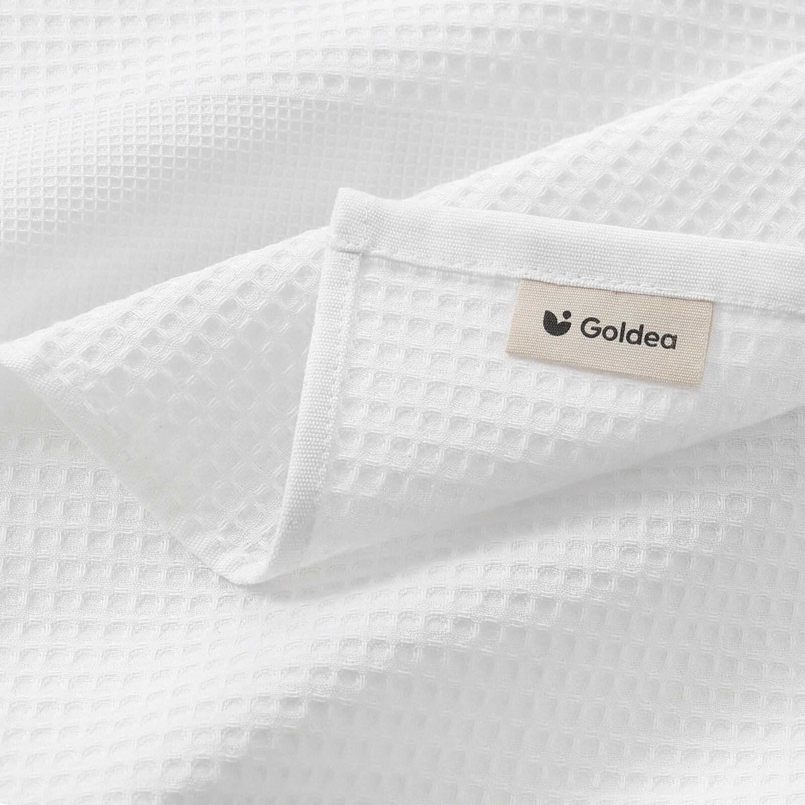 Waffel-Geschirrtuch mit Weihnachtsstickerei - Mistel auf weißem Grund