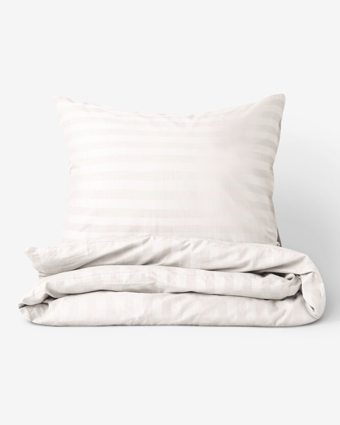 Damast-Bettwäsche - creme Streifen mit Satin-Glanz