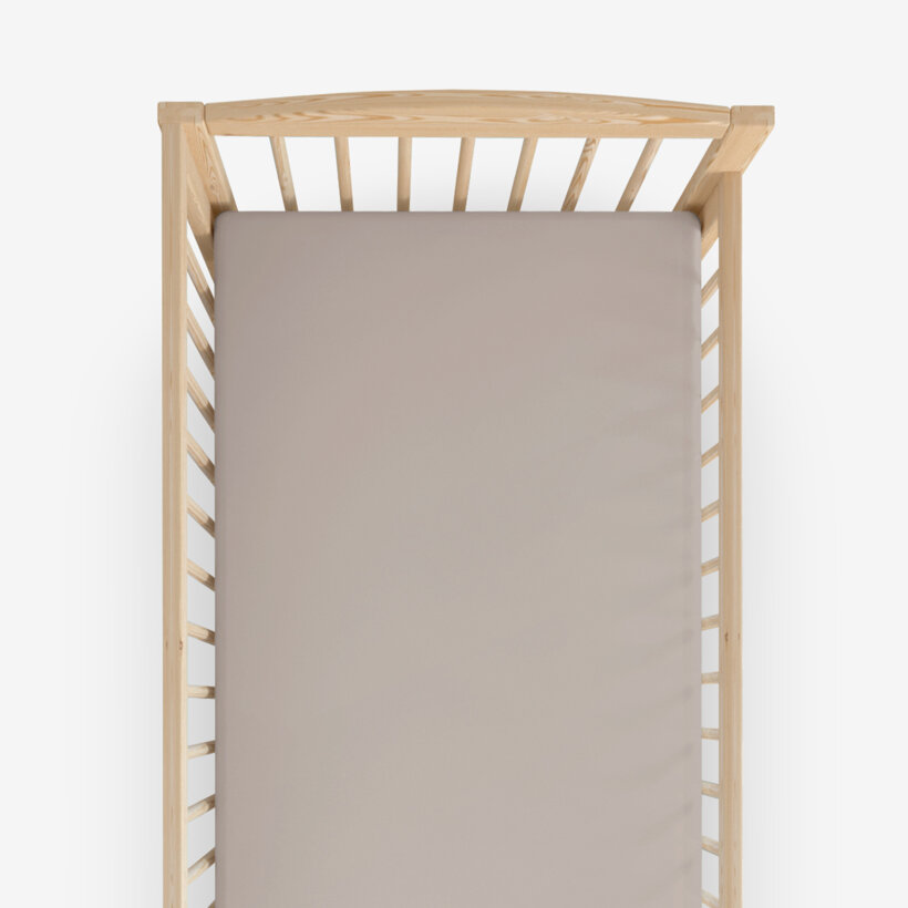 Spannbetttuch aus Baumwolle für Babybetten - graubraun