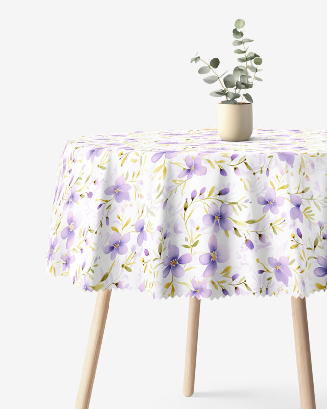 Runde Tischdecke Teflon - Veilchenblüten