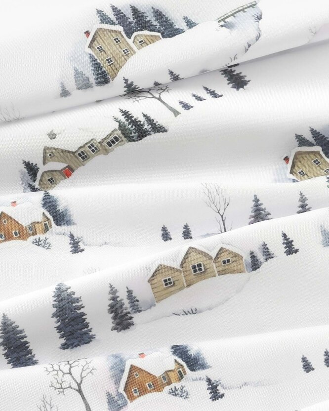 Weihnachtlicher Teflonstoff für Tischdecken – Winterlandschaft