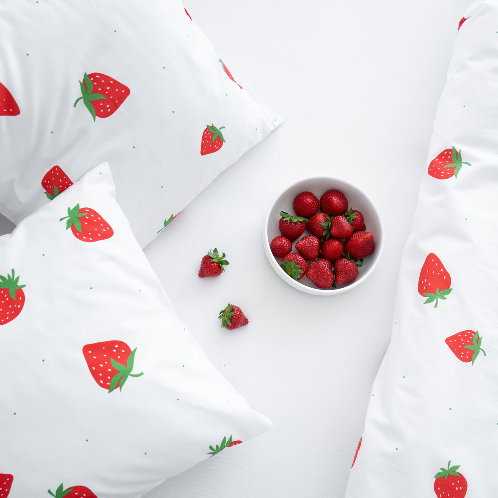 Bettwäsche aus Baumwolle - frische Erdbeeren