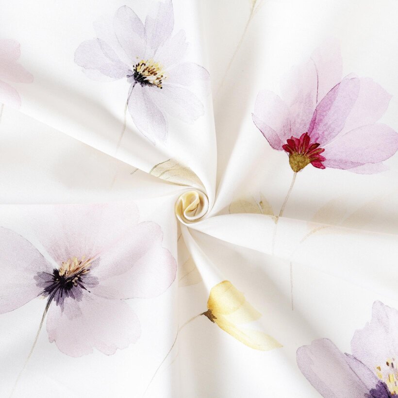 Mako-Satin - Lila Blüten