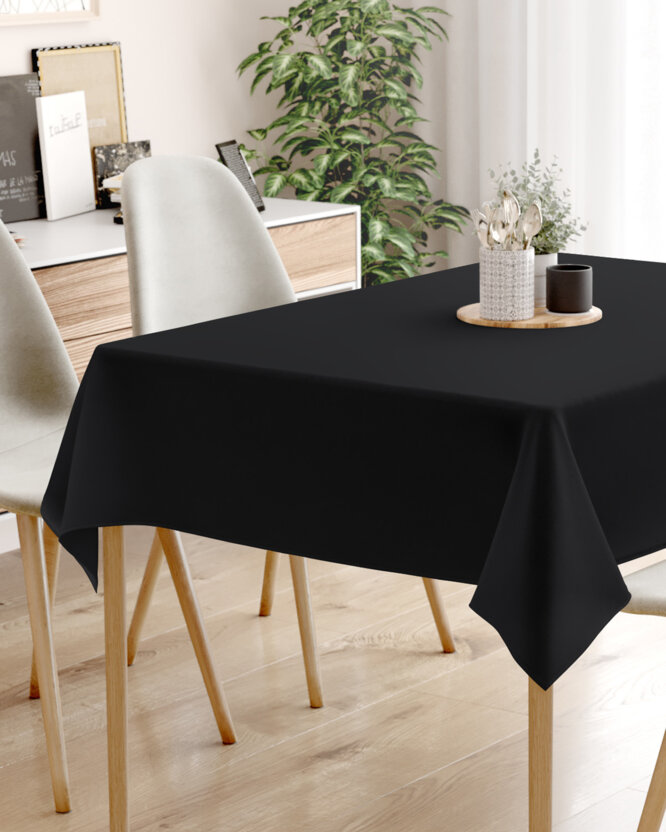 Eckige Tischdecke 100% Baumwolle - schwarz