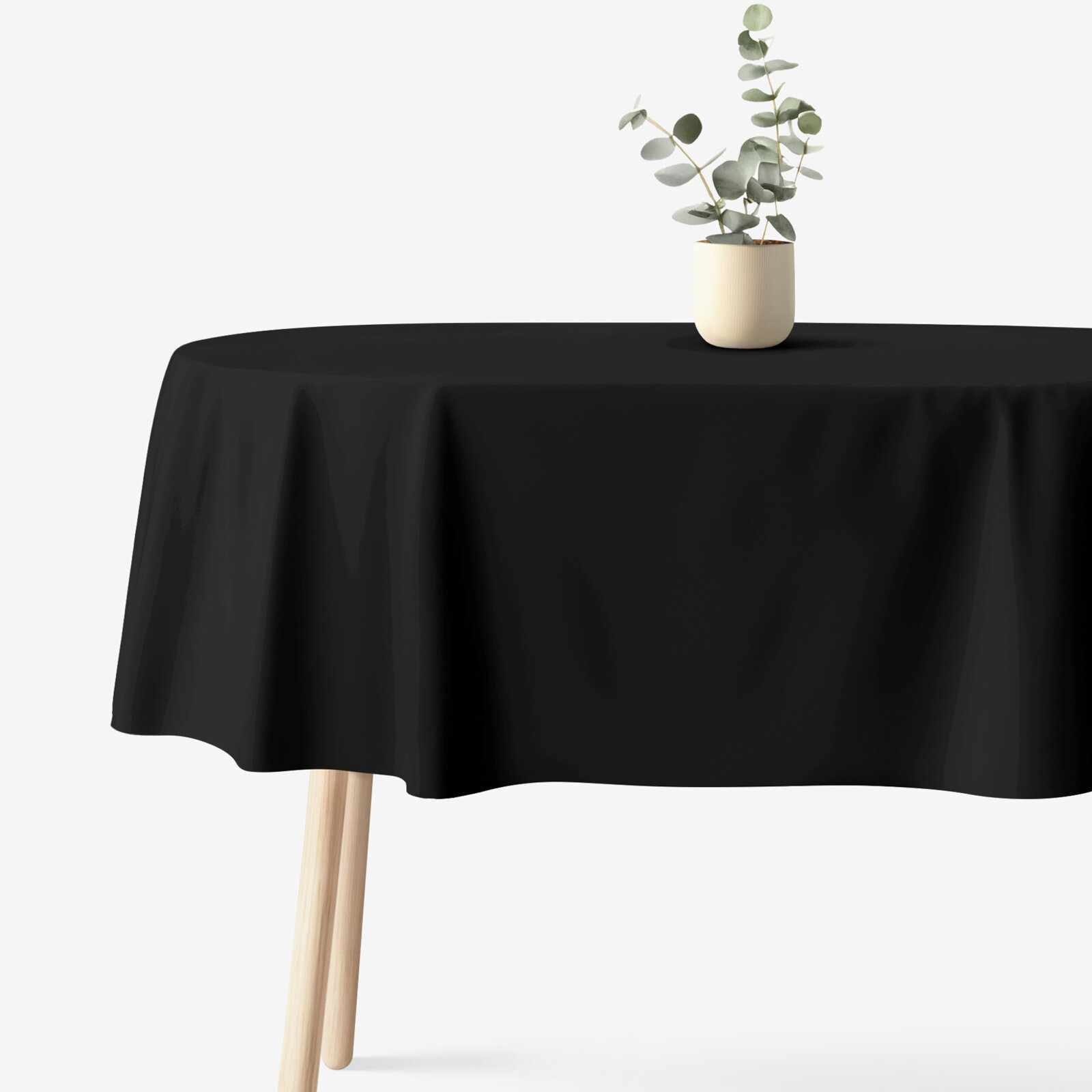 Ovale Tischdecke aus 100% Baumwolle - schwarz