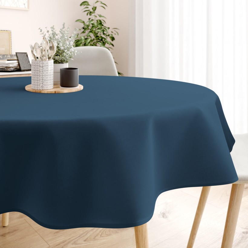 Runde Tischdecke 100% Baumwolle - marineblau