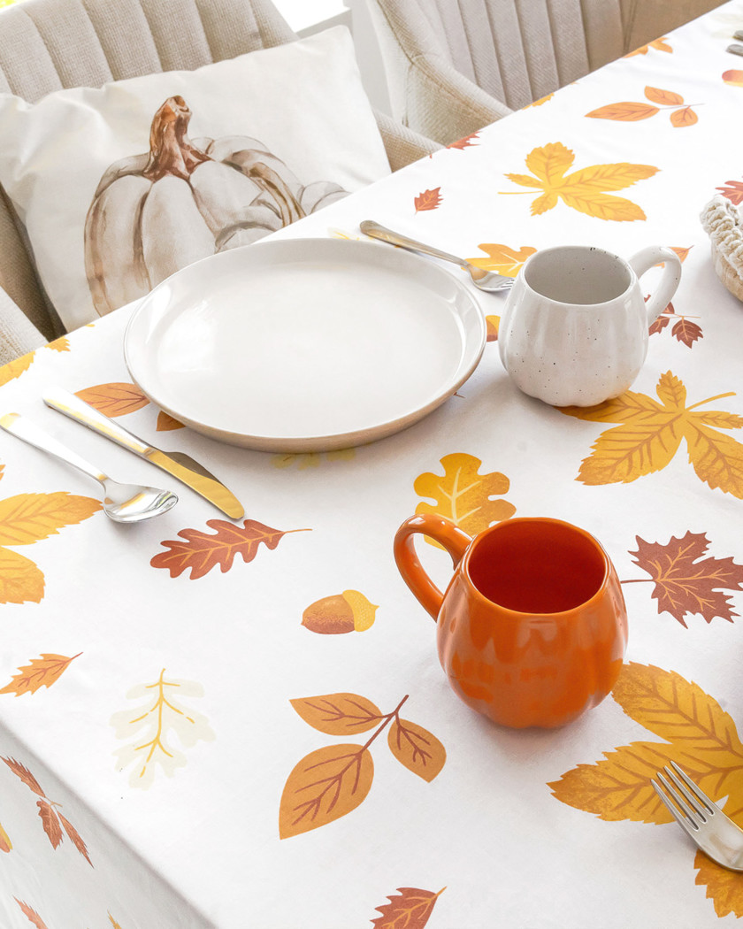 Eckige Tischdecke 100% Baumwolle - Herbstblätter