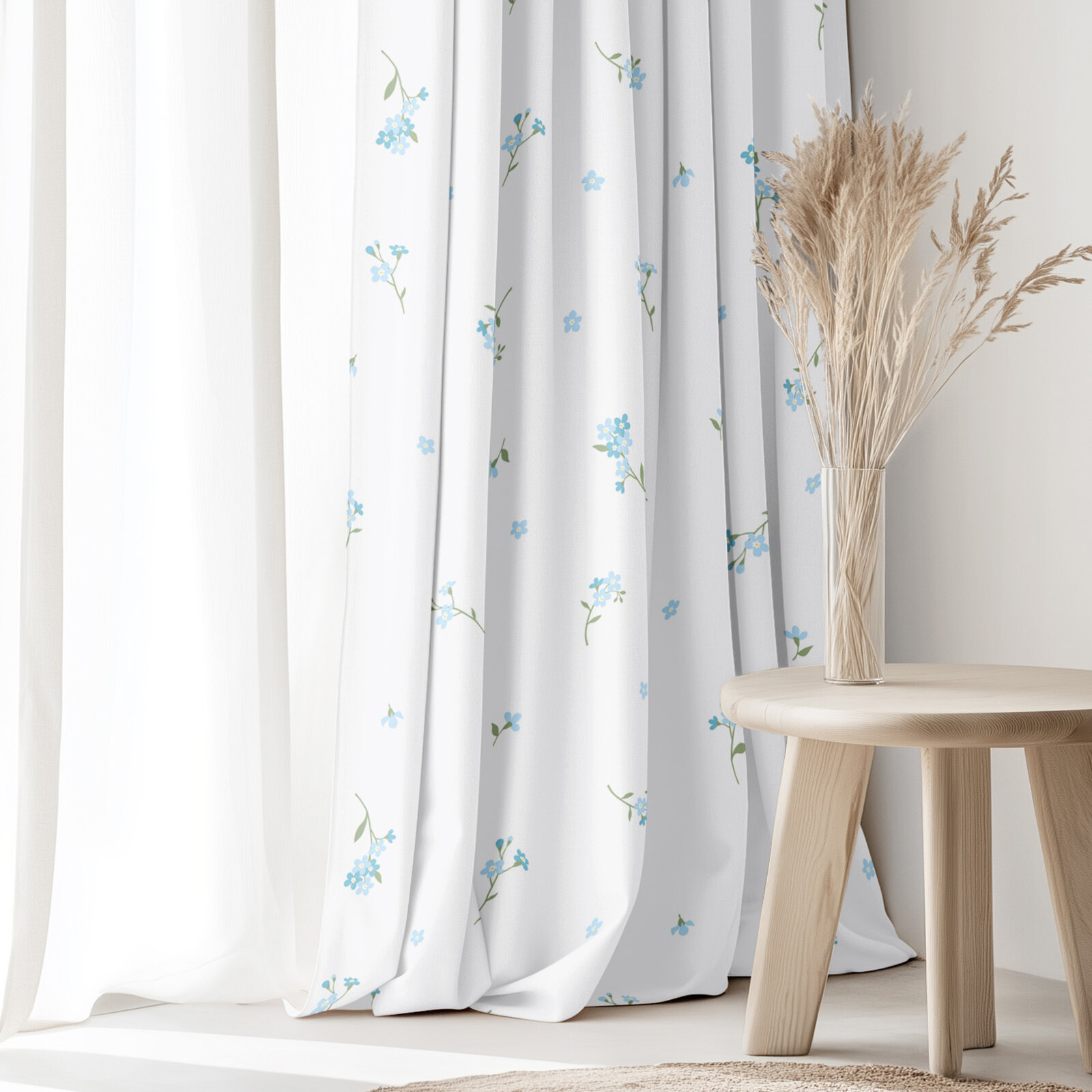 Vorhang aus Baumwolle - Vergissmeinnicht