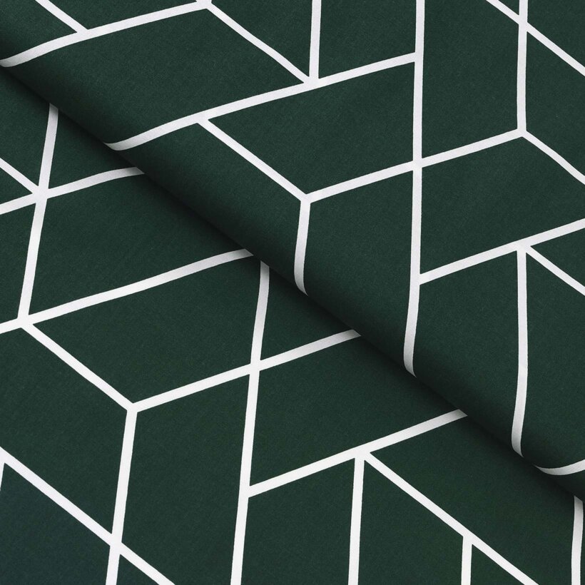 Baumwollstoff - Mosaik auf Dunkelgrün