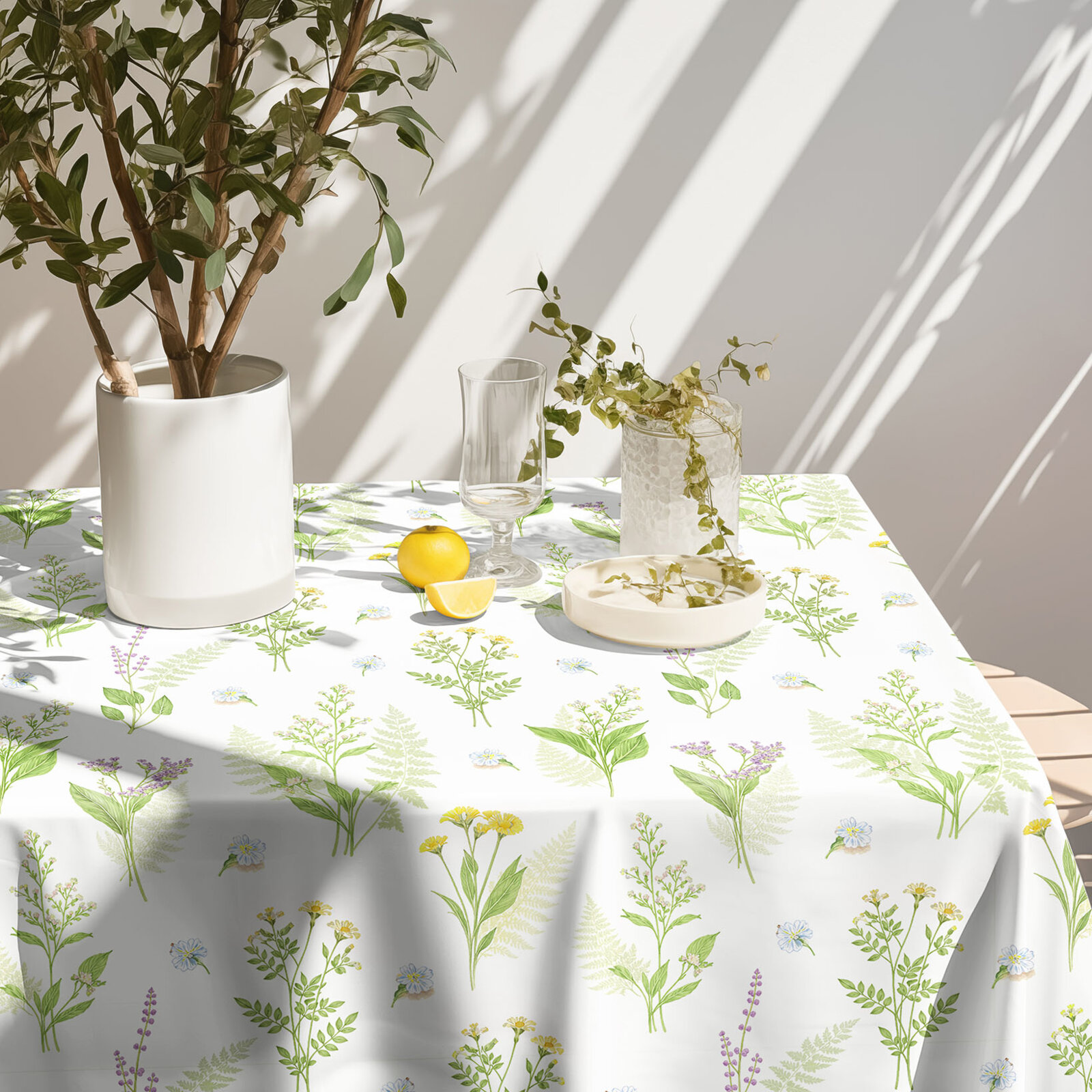 Eckige Teflon-Tischdecke - Waldblumen