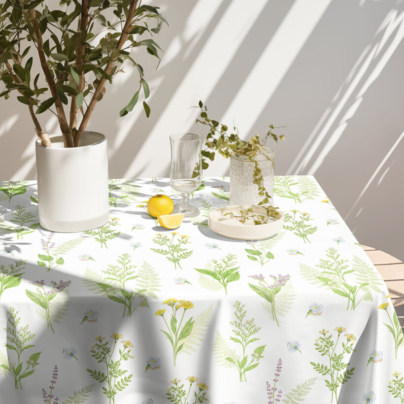 Eckige Teflon-Tischdecke - Waldblumen