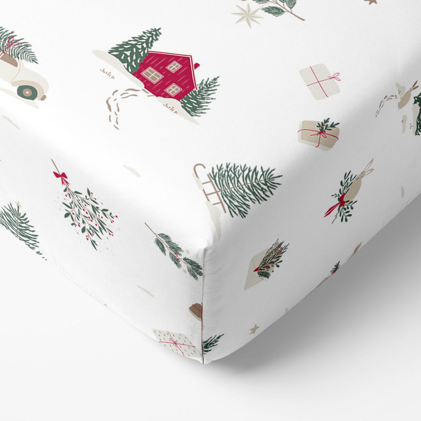 Weihnachtliches Spannbettlaken aus Baumwolle - Traditionelle Weihnachten