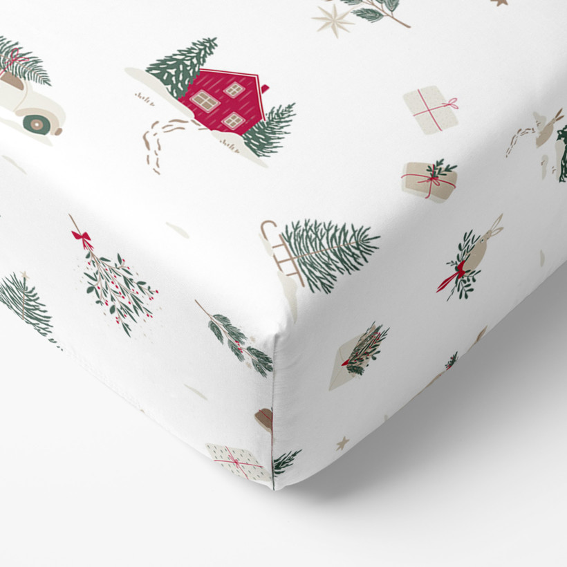 Weihnachtliches Spannbettlaken aus Baumwolle - Traditionelle Weihnachten