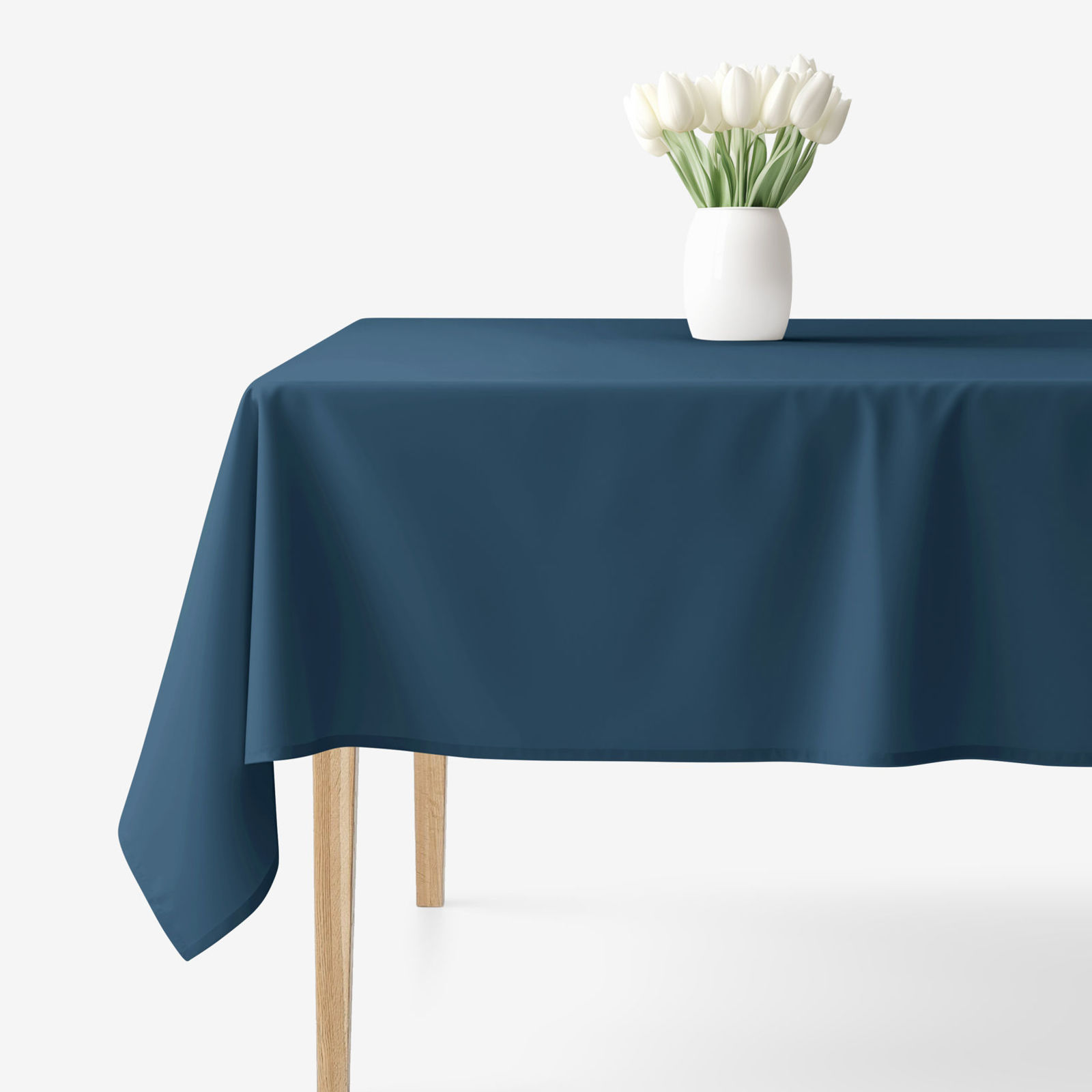 Eckige Tischdecke 100% Baumwolle - marineblau