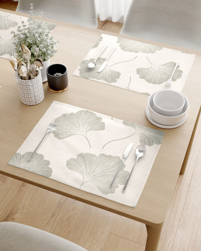 Tischset 100% Baumwolle - Minimalistische Ginkgoblätter - 2 Stück