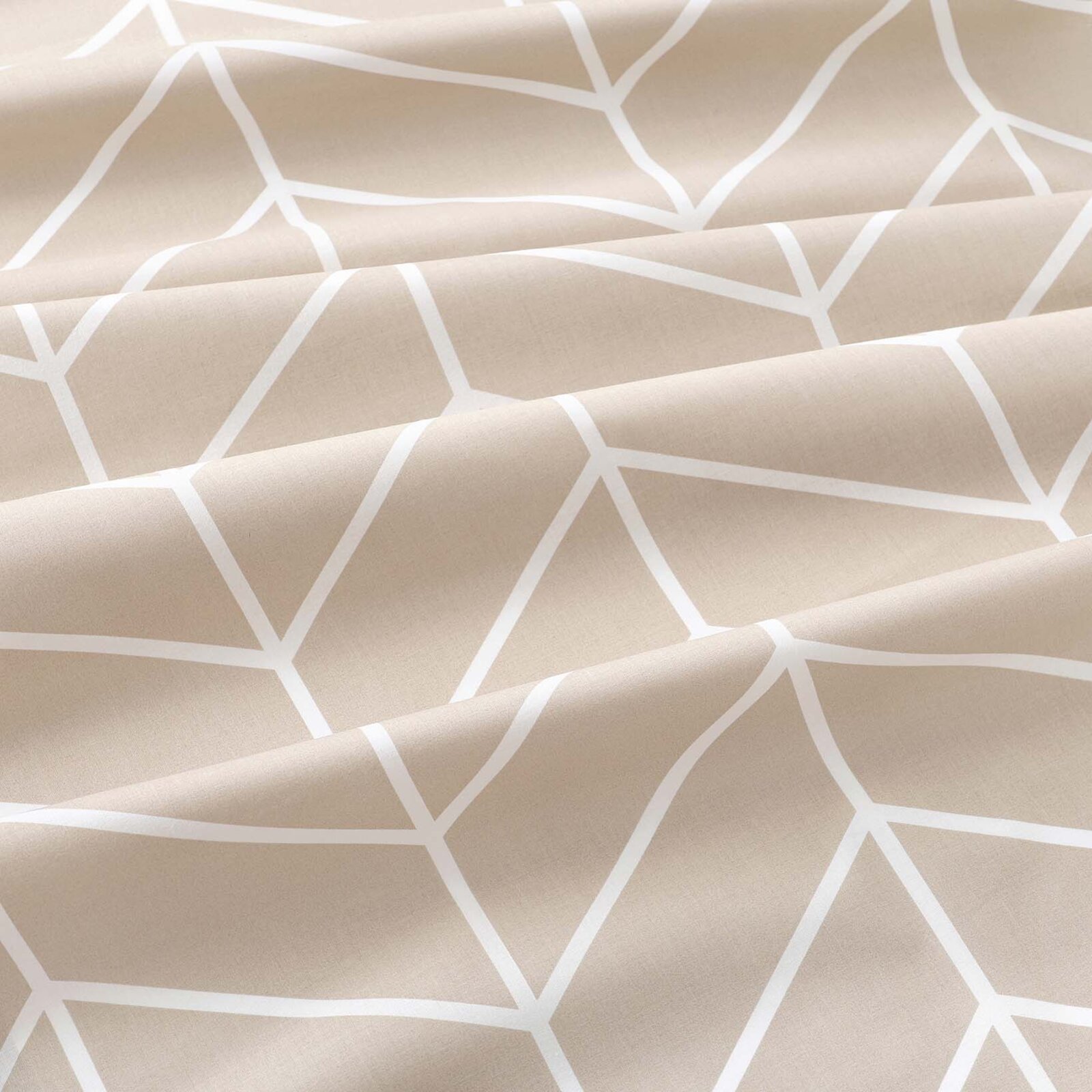 Baumwollstoff - Weißer Zickzack auf Beige