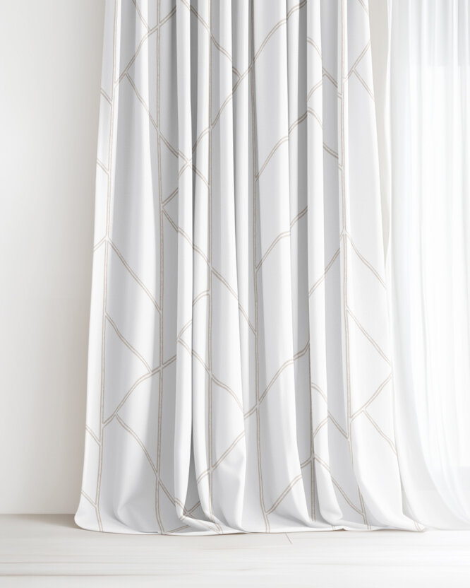 Vorhang aus Baumwolle - Geometrische Linien auf Weiß