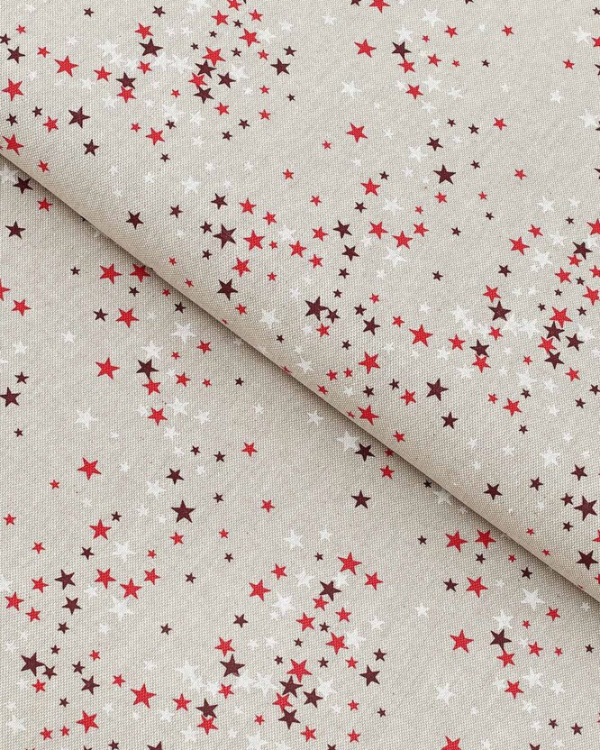 Dekorativer Stoff Valencia - Weihnachtssterne auf naturfarbe