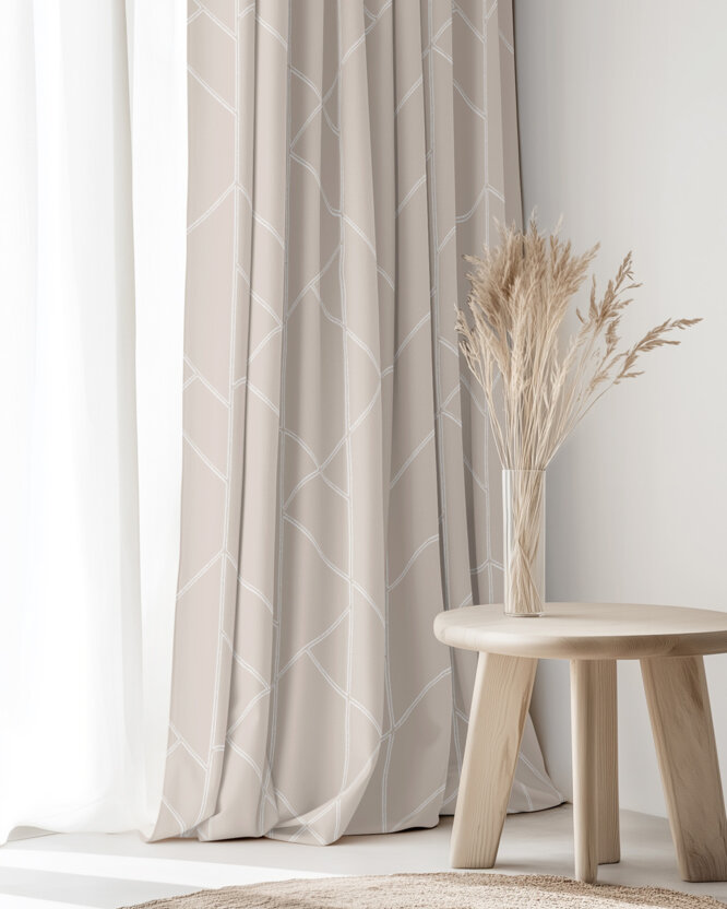 Vorhang aus Baumwolle - Geometrische Linien auf Latte
