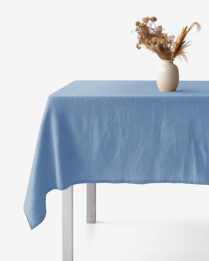 Quadratische Tischdecke aus Leinenmischung - blau