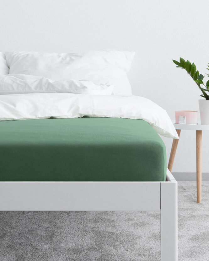 Bettlaken Jersey mit Gummiband - dunkelgrün