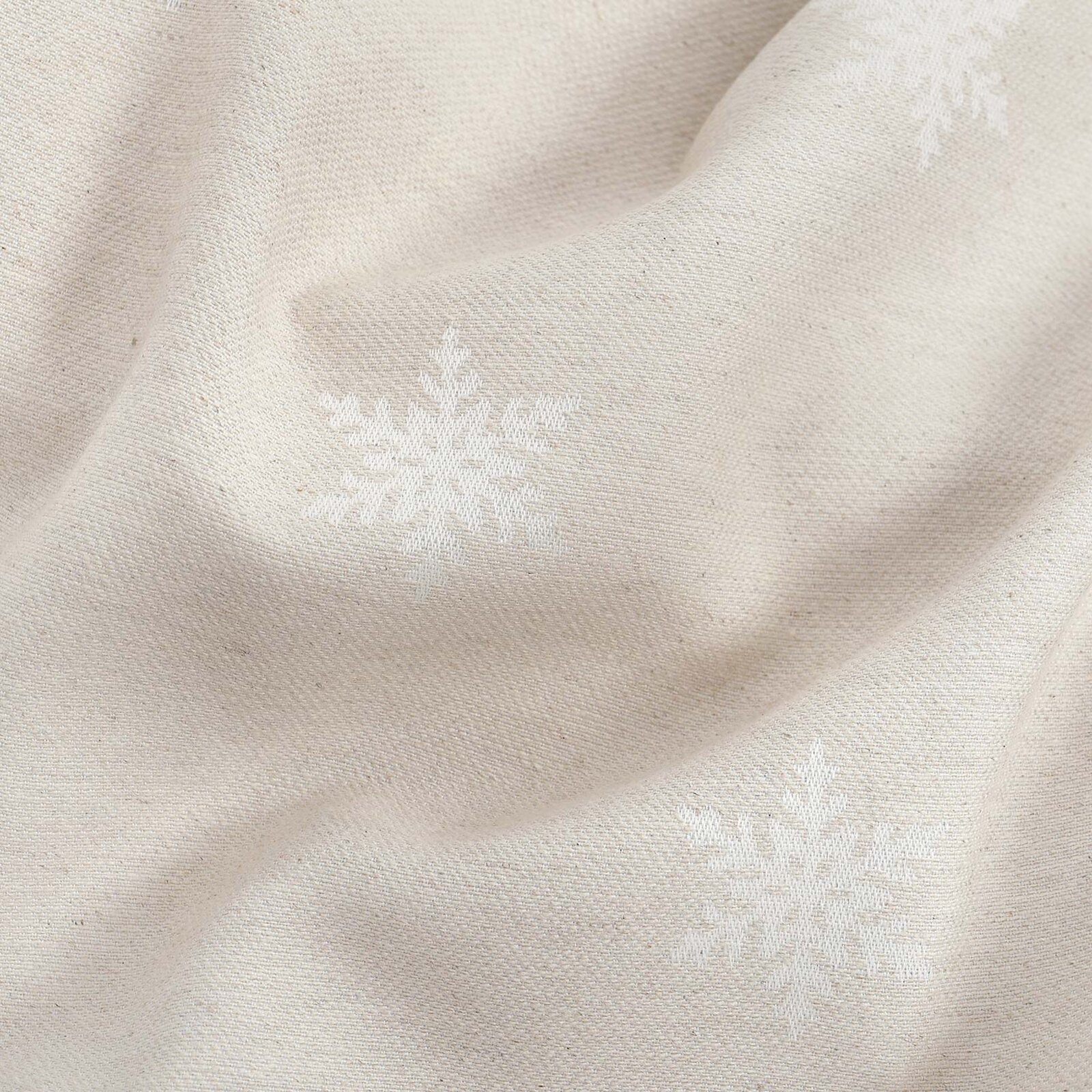 Weihnachtsstoff Natura - Schneeflocken auf natürlichem