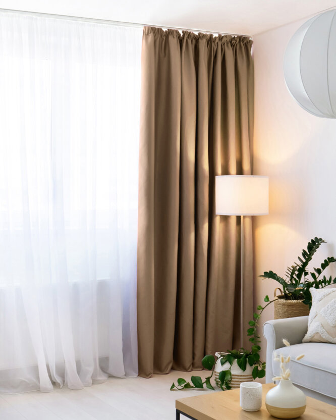 Blackout Verdunkelungsvorhang mit Satin-Glanz - goldbeige