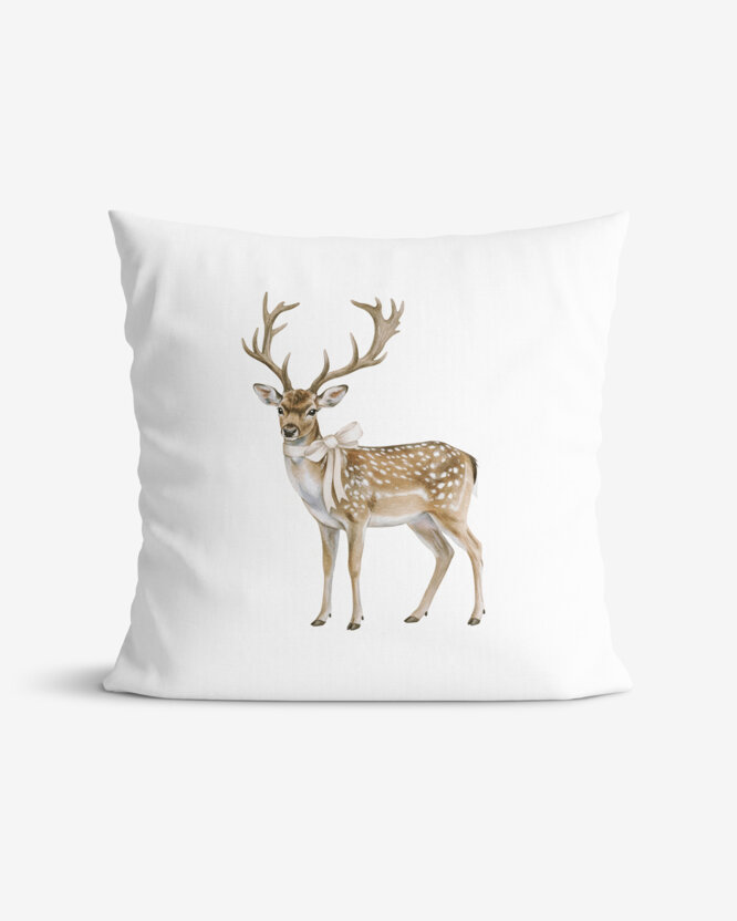 Weihnachtlicher dekorativer Kissenbezug - Hirsch mit Schleife