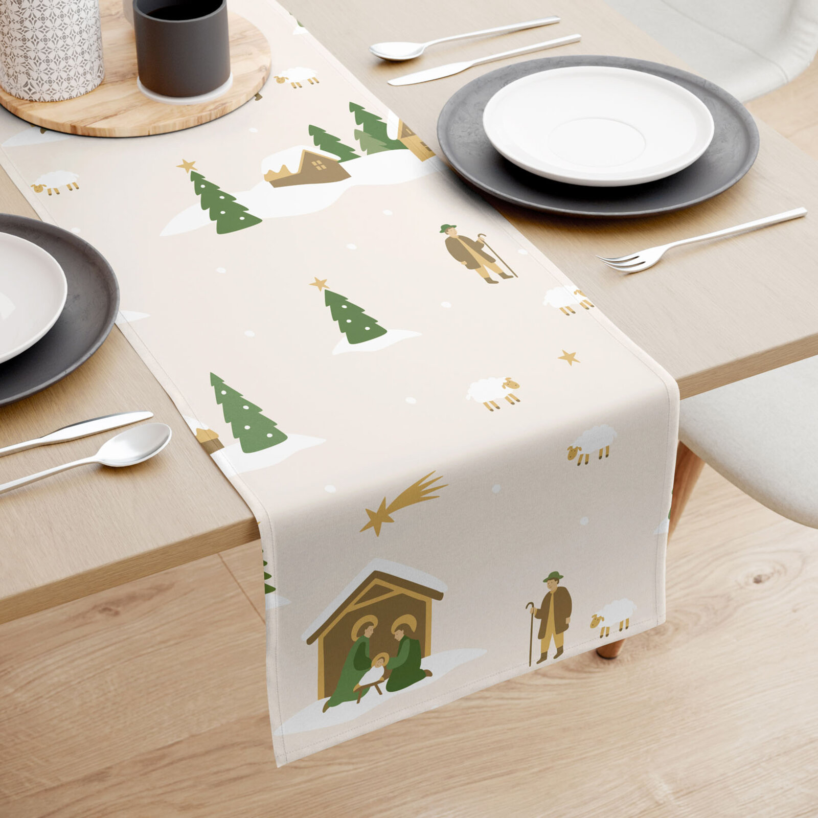 Weihnachtlicher Tischläufer aus 100% Baumwolle - Weihnachtslieder