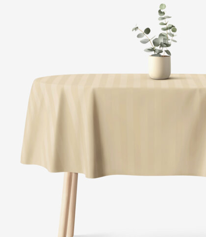 Festliche ovale Damast-Tischdecke - goldene Streifen mit Satin-Glanz
