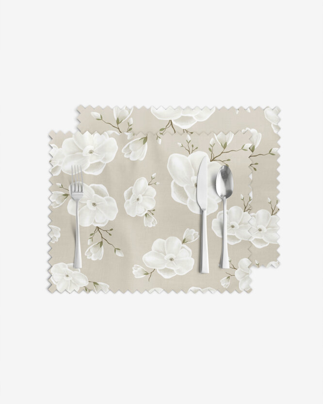 Tischset Teflon - Weiße Blumen - 2 Stück