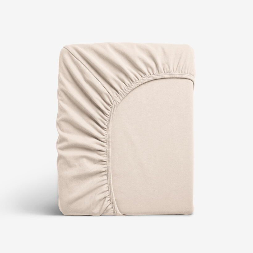 Elastisches Jersey-Spannbettlaken - beige