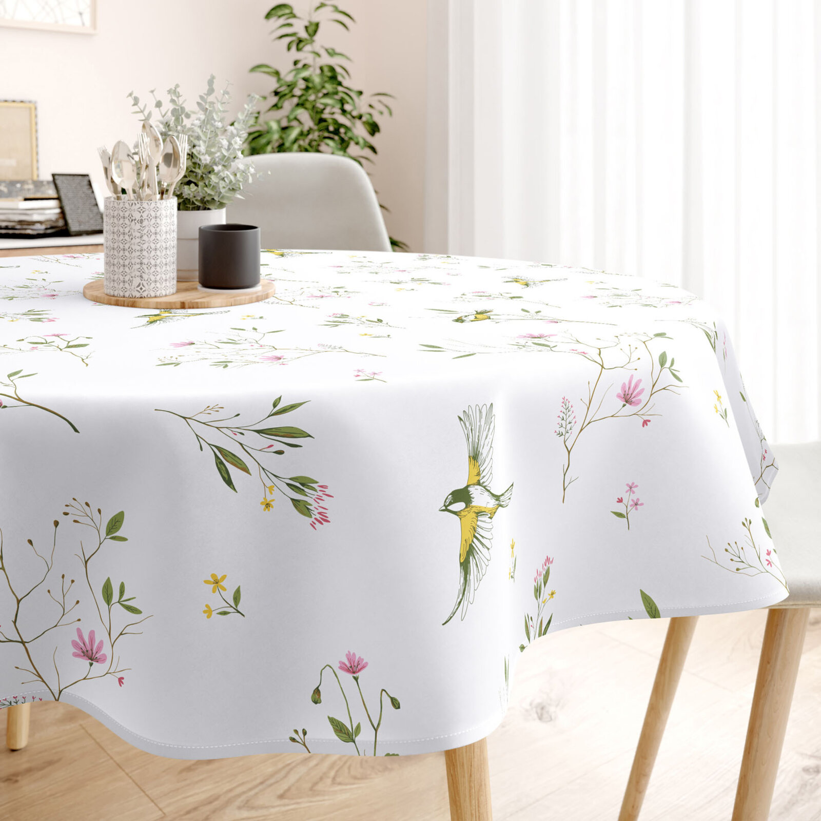 Runde Tischdecke 100% Baumwolle - Leben in der Natur