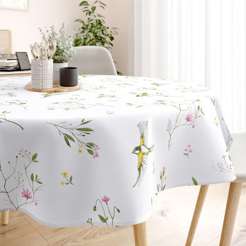 Runde Tischdecke 100% Baumwolle - Leben in der Natur