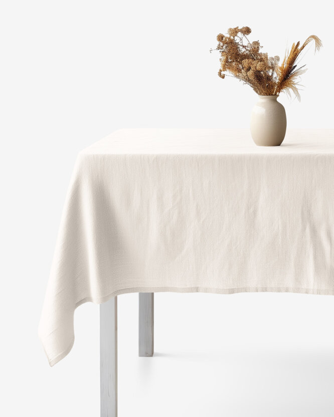 Quadratische Tischdecke aus Leinenmischung - elfenbein