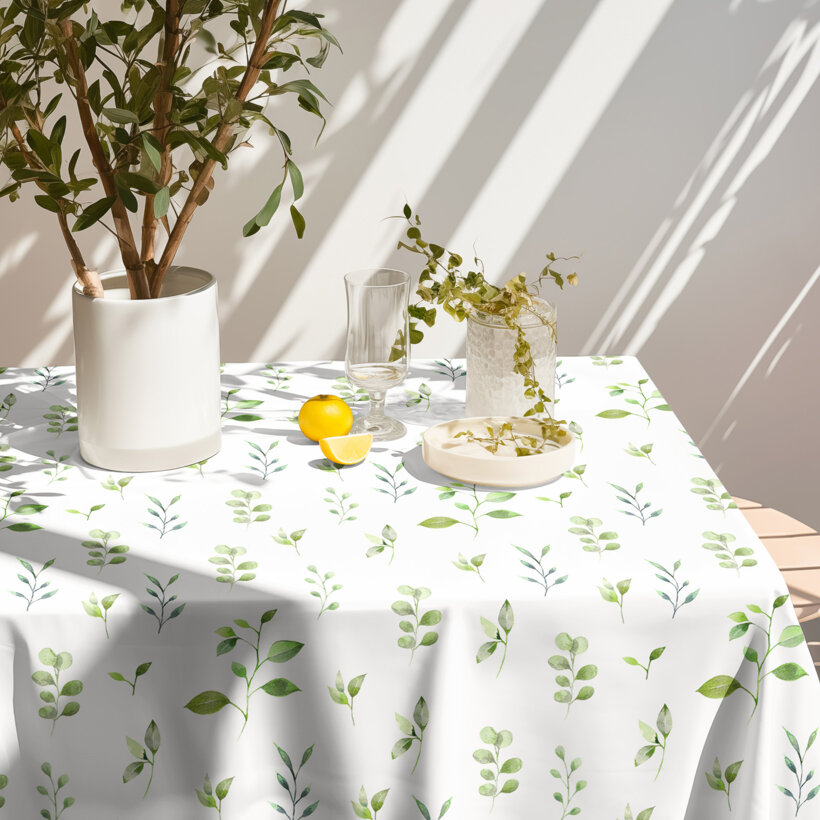 Eckige Tischdecke Teflon - Eukalyptusblätter