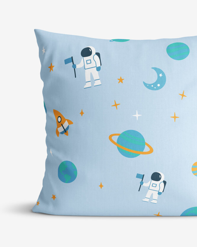 Kinder-Kissenbezug aus Baumwolle - Astronauten im Weltraum
