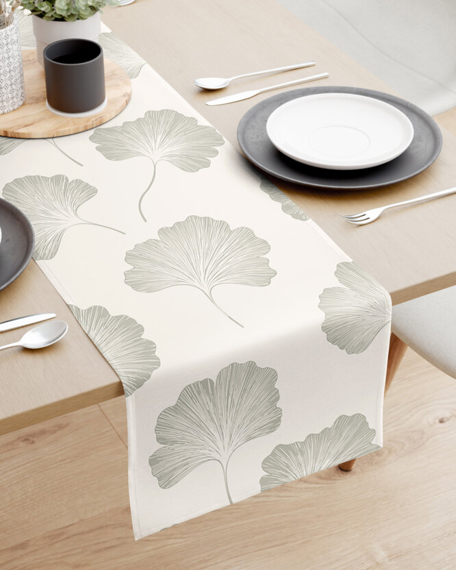 Tischläufer aus 100% Baumwolle - Minimalistische Ginkgoblätter