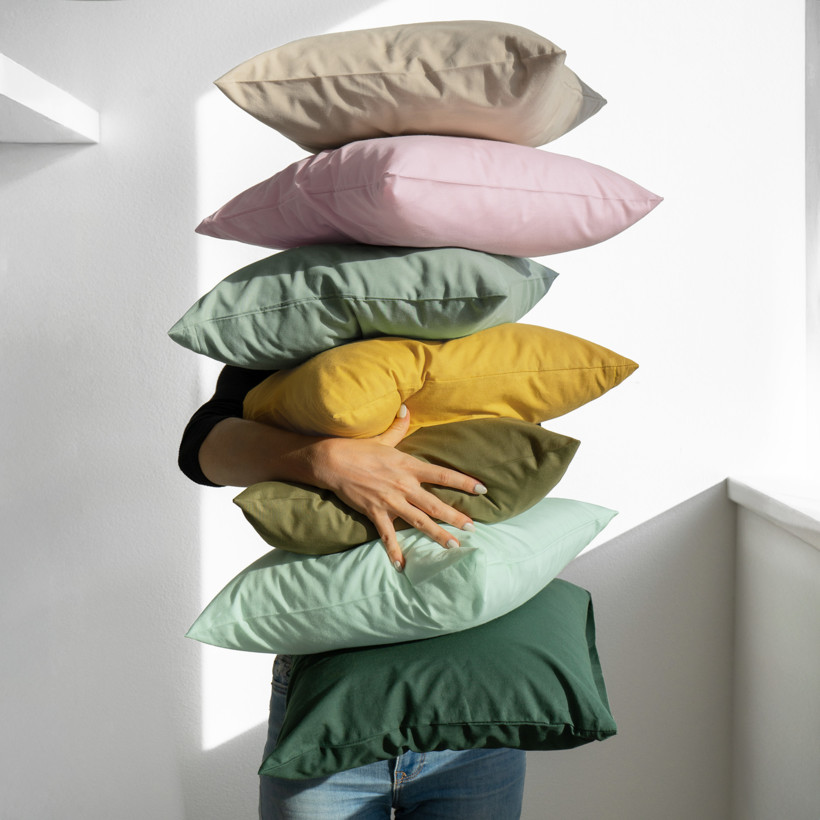 Kissenbezug aus Baumwolle - salbeigrün