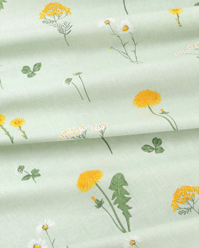 Runde Tischdecke 100% Baumwolle - Grüne Wiese