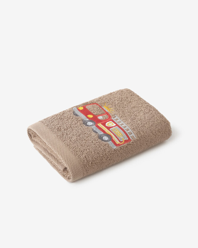 Kinder-Frottierhandtuch - Feuerwehr auf Braun