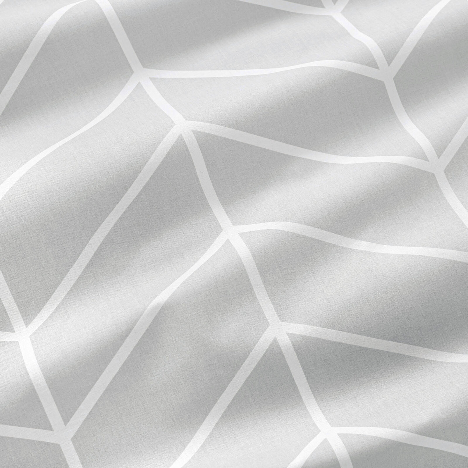 Vorhang aus Baumwolle - Weißer Zickzack auf Grau