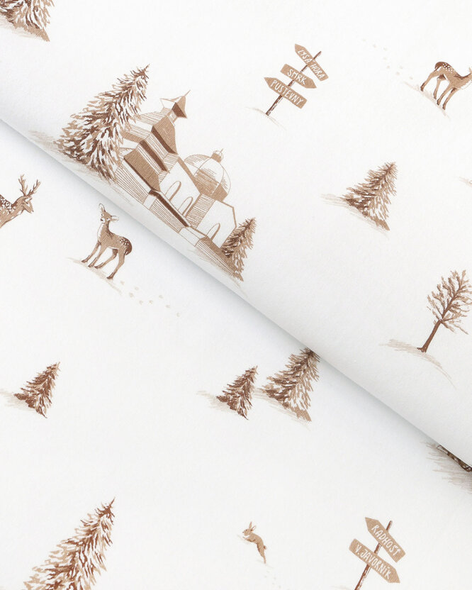 Weihnachtlicher Flanellstoff - Berge